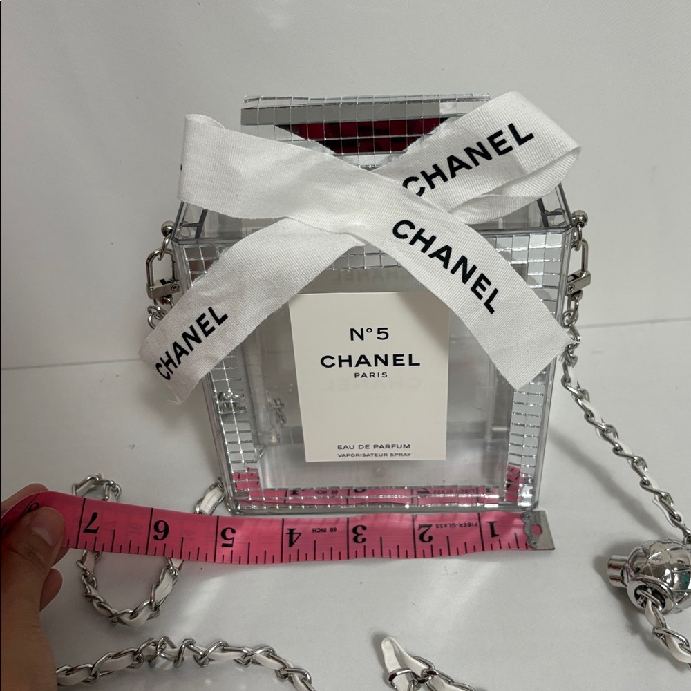Plastic Clear No 5 Chanel Perfume Bottle Clutch Bag - Picture 5 of 9